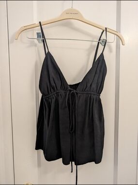 Zara Black Spaghetti Strap V-Neck Tank Top